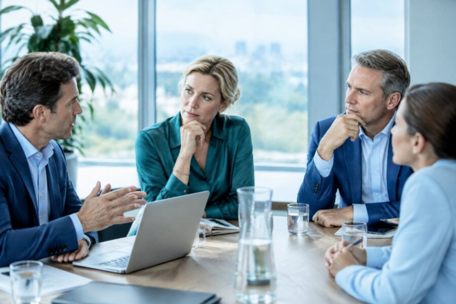 Directieteam in overleg aan tafel